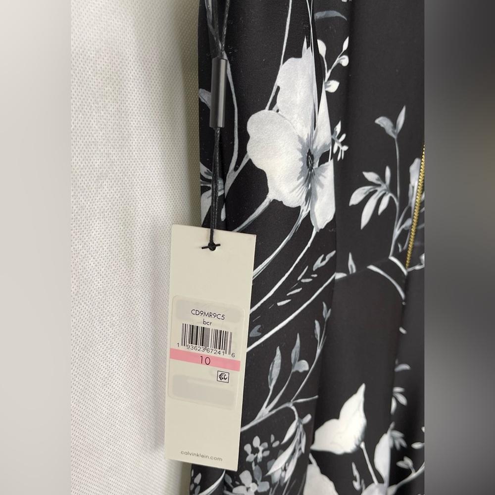 Calvin Klein Sleeveless Scuba Floral Midi Sheath Dress Capsule Office Party NWT - Picture 7 of 7
